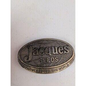 1977 Jacques Seeds, Farmers Feed World Brass Belt Buckle, Lewis Corp Limited Ed